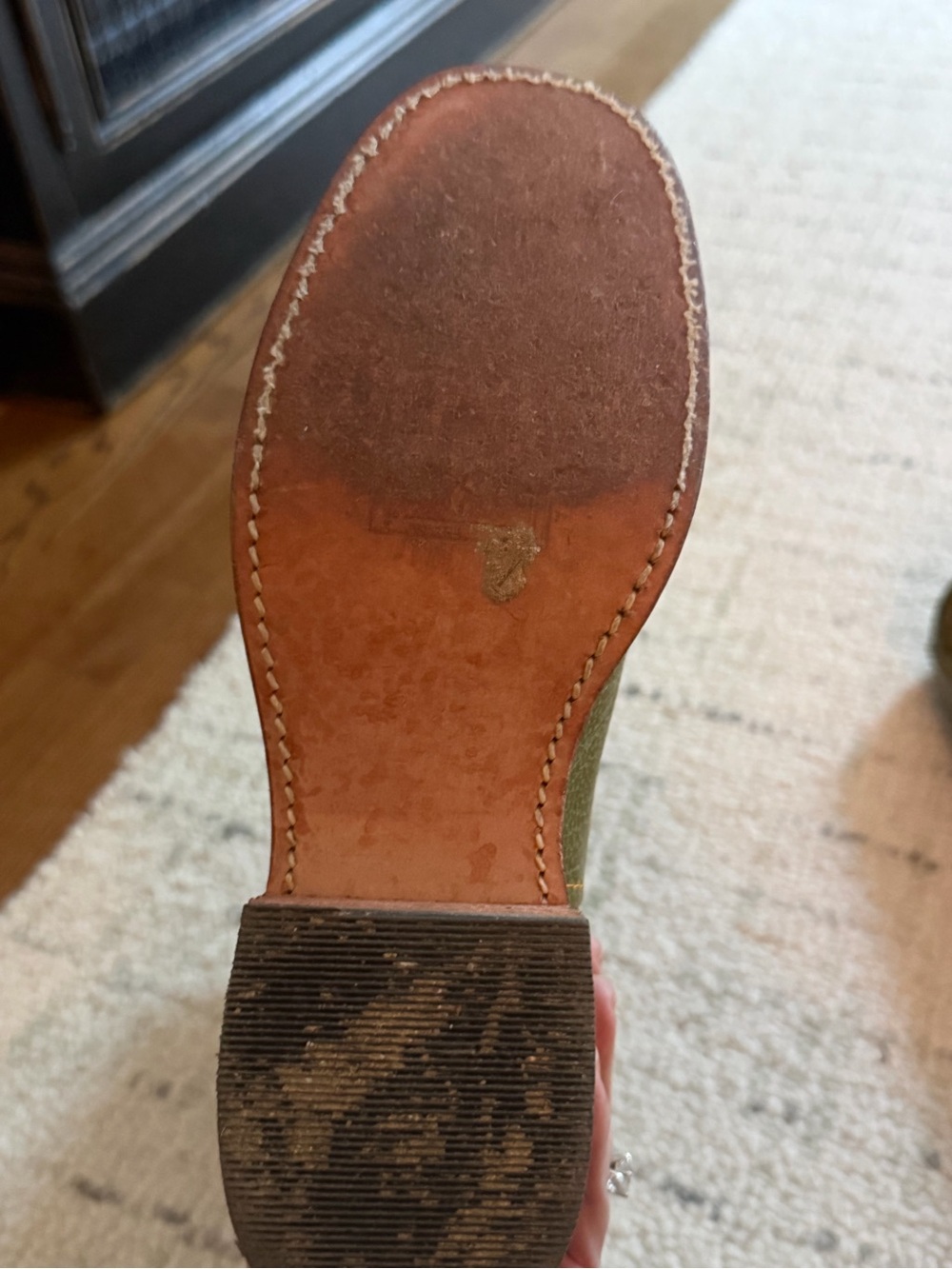 Frye Olive Green Embossed Leather Cowboy Boots size 6.5 GUC - Picture 9 of 12